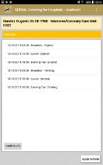 Auswahlbildschirm der verfügbaren Mahlzeiten